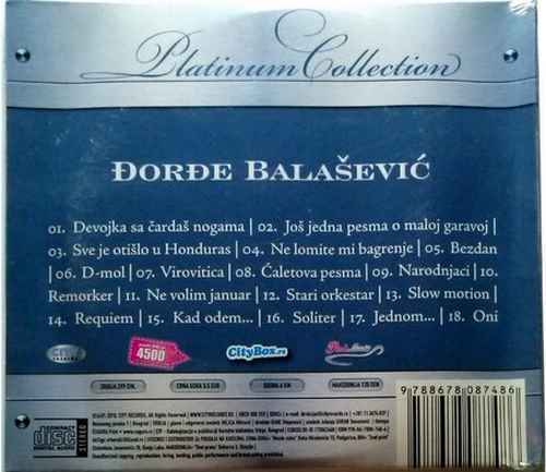 CD DJORDJE BALASEVIC THE PLATINUM COLLECTION 2010 Digipak serbia city records - Imagen 3 de 3