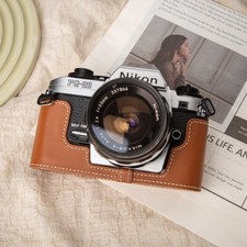 For Nikon FG-20 FG20 Brown Handmade Real Leather Half Camera Case Bag Cover