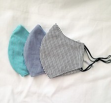 Handmade Adult Cotton Face Masks, 3 pcs