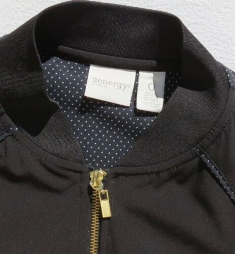 ZENERGY by Chicos schwarz & weiß Pin Dot Neema zusammengesetzter Reißverschluss Jacke Oberteil 0 US S 4 6 - Bild 6 von 6