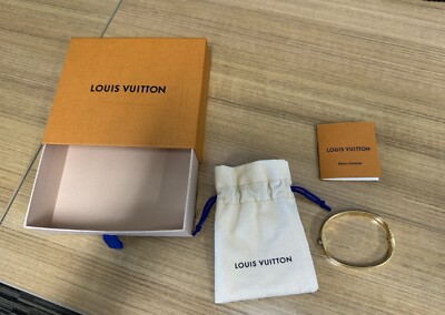 Authentic Louis Vuitton Nanogram Cuff LV Bracelet Gold Size