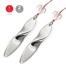 Set of 2 PROpeller Silver Metal Fishing Lures Treble Hooks 1OZ, 28g