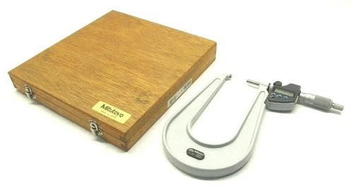 CLEAN! MITUTOYO 1-2" DIGIMATIC 6.5" DEEP THROAT MICROMETER - .00005" - #389-352