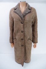 Master Craftsman 100% Sheepskin Coat Size Uk 12 Womens Vintage Vgc Brown Del Boy