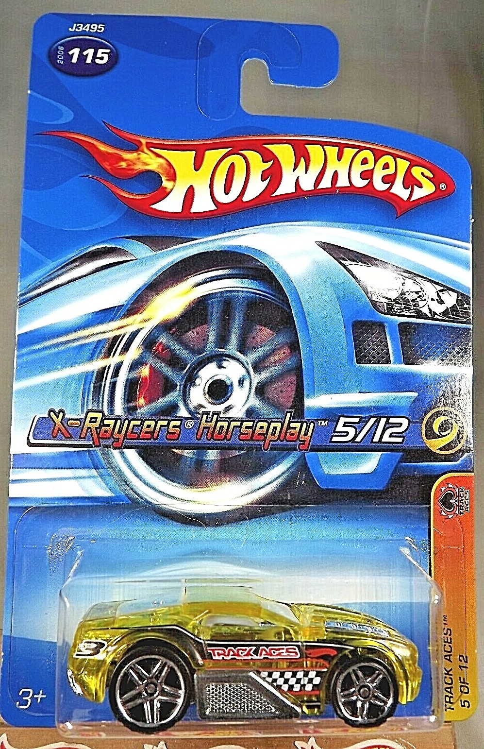 2006 Hot Wheels #115 Track Aces 5/12 X-RAYCERS HORSEPLAY Trans Yellow w/Pr5 Sp