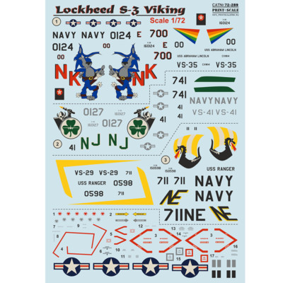 Print Scale 72-289 Decal for airplane 1:72 Lockheed S-3 Viking set 1,5 sheets