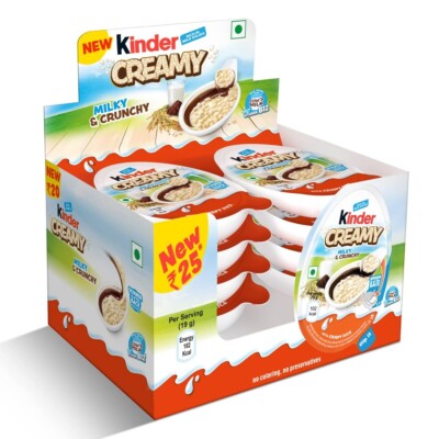 Kinder Creamy  Milky and Cocoa Chocolate with Extruded Rice 152 g Pack of 8