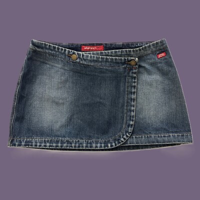Bella Hadid 2000's MISS SIXTY Wrap Denim Mini Skirt M L Vintage Y2K Sexy 