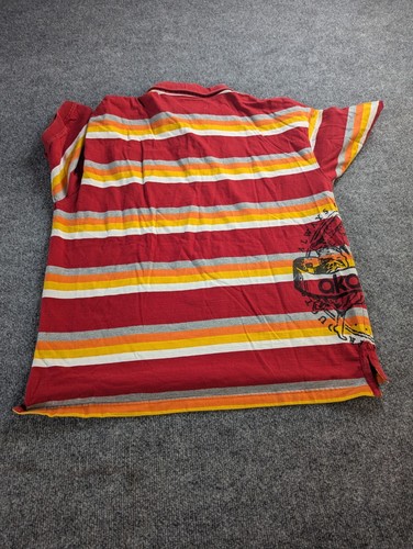 Akademiks Polo Shirt Mens XL Red Yellow Striped Cotton Rugby Big Logo - Picture 10 of 11