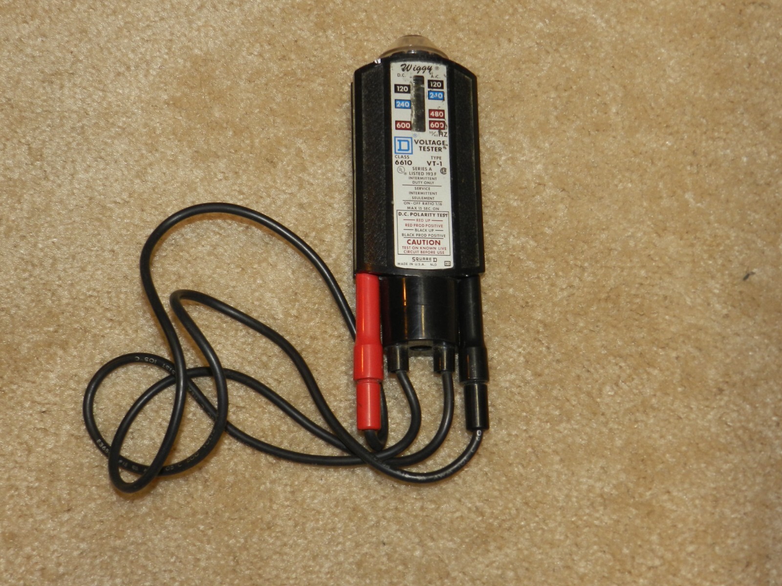 Wiggy 6610 Square D AC/DC Voltage Tester Electrican Tool Type VT1 5800