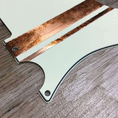 FRANCHIN Mars pickguard Metallic Leaf Stripe Relic Aged T-type *MADE TO ORDER - Imagen 8 de 9