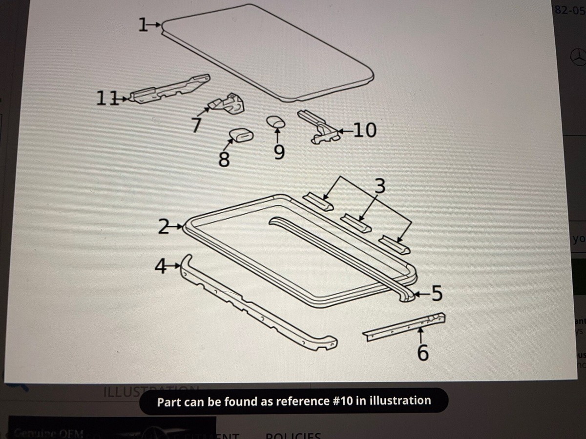 Mercedes-Benz A1267820512 Sunroof Left Front Guide Rail Bracket 