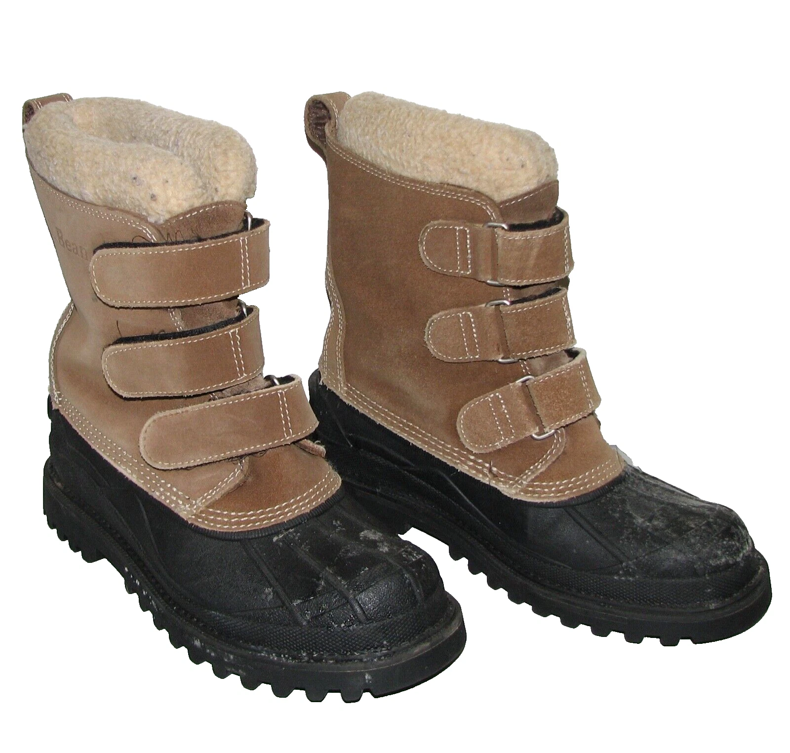 L.L.Bean Men's Brown Suede Leather Wool-Lined Sherpa Snow Winter Boots - Size 7