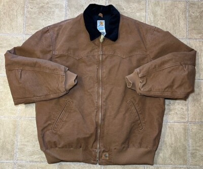 Carhartt J14 BRN Santa Fe Jacket Mens 2XL Duck Canvas Corduroy 