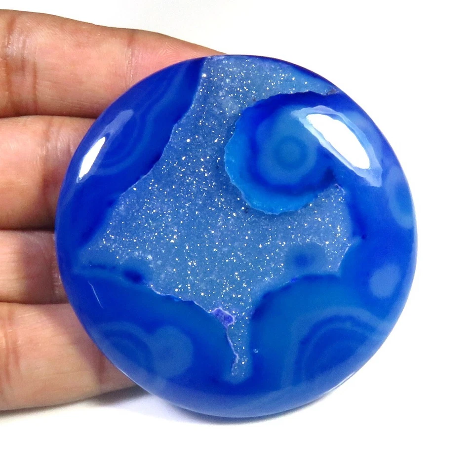 Blue Onyx Agate Geode Gemstone 55 mm Natural Window Onyx Agate Cabochon OD-809 - Image 2 of 4