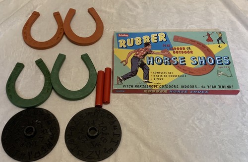 SCHYLLING Retro Vintage Rubber HORSE SHOES Set Indoor/Outdoor - Picture 2 of 8