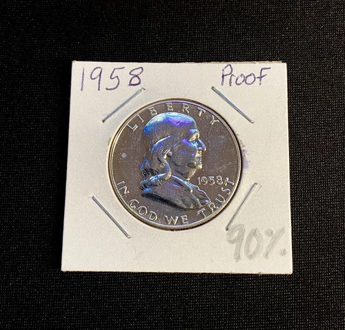 1958 (P) Proof Franklin Half Dollar Gem BU 90% Silver Coin