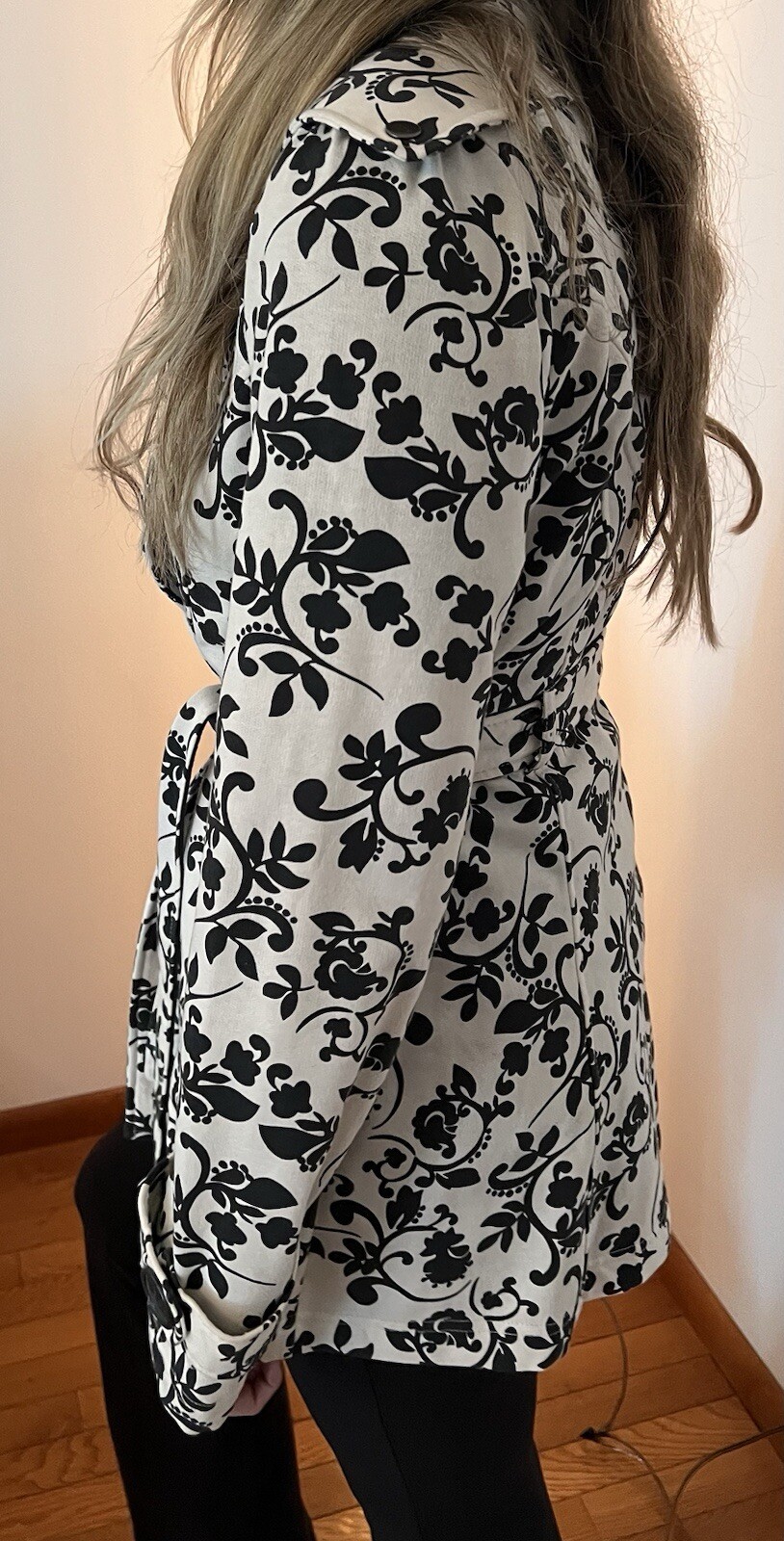 Self Esteem Jacket Coat 4 Button Belted White Bla… - image 4