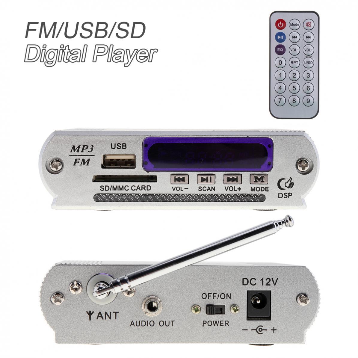 Mini LED Display Power Amplifier 2CH Digital Audio Stereo FM MP3 Music Player US