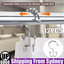 12X Shower Curtain Hooks Rings Rust-Resistant Metal Double Glide Shower Hooks
