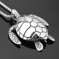 Elegant 925 Sterling Silver Giant Sea Turtle New Fashion Jewelry Charm Necklace