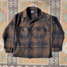vintage 70s Pendleton black and brown plaid jacket