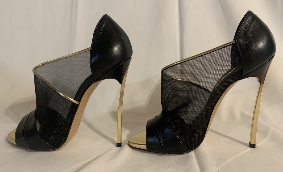 PELLECO Vero Cuoio ハイヒール 37.5 Vero Cuoio Womens Shoes Black Leather Crystal Size 37 Italy
