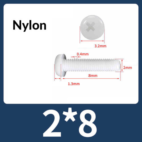 Nylon Kunststoffschrauben Linsenkopfschrauben Weiß mit Kreuzschlitz M2 M3 M4 ~M8 - Bild 10 von 70