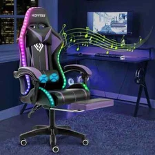 LED RGB Ergonomic Gaming Chair Gamer Chairs Home Office Computer Chair +Footrest
