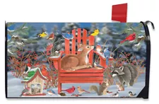 Snow Day Gathering Winter Magnetic Mailbox Cover Fawn Standard Briarwood Lane