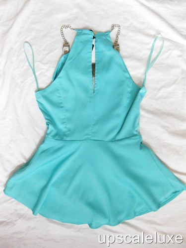 BEBE BLAU NORA GOLD HALSKETTE SCHÖSSCHEN NEU NEU MIT ETIKETT TOP XSMALL - Bild 10 von 10