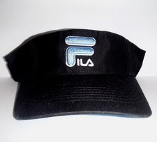 FILA ADULT GOLF TENNIS SUN VISOR ADHESIVE STRAP BLACK BLUE NEW 100 Cotton