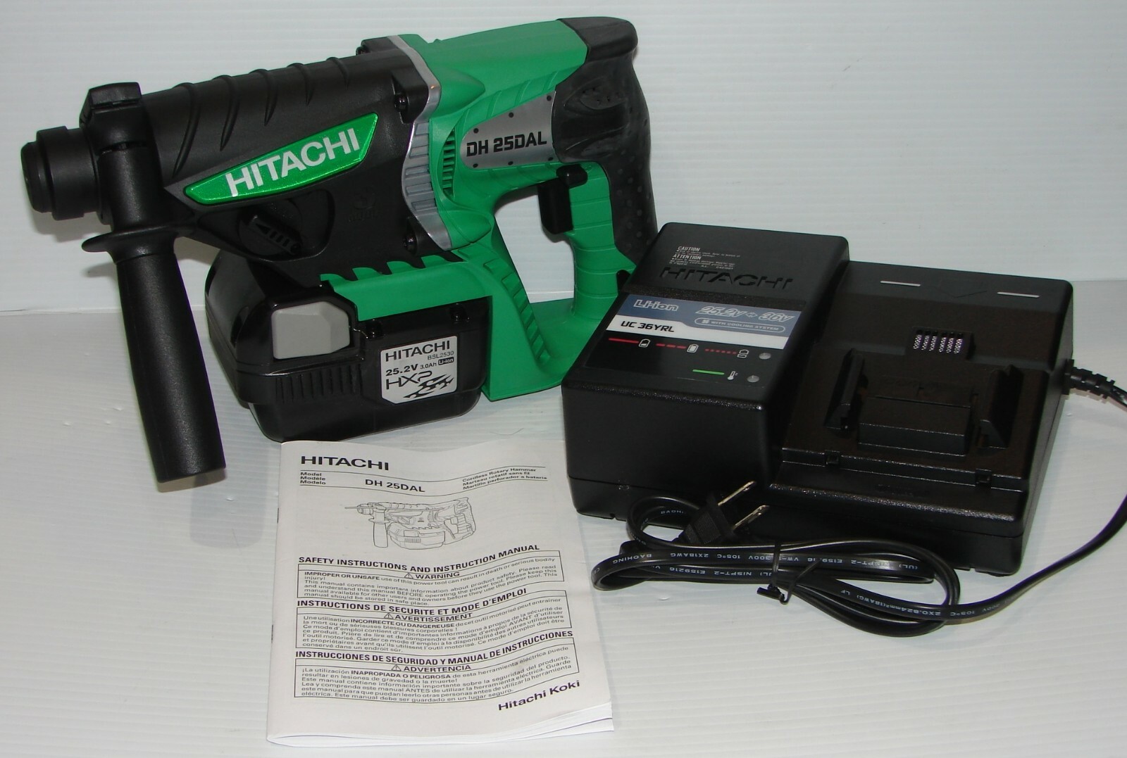 Hitachi DH25DAL Kit 25.2V Lithium Ion 3.0Ah Battery SDS-Plus Rotary Hammer Drill