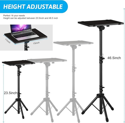 Projector Stand Tripod from 23" to 46", Laptop Tripod Stand Height Adjustable wi - Picture 8 of 12