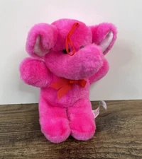 Dan Brechner 7" Pink Elephant Plush Stuffed Animal Toy Red Bow