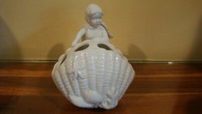 Porcelain Toothbrush Holder Cherub Angel Seashell Coastal White Holds 4 Seaside