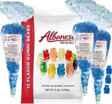 Albanese 12 Flavor Gummy Bears 5lb +(3) Blue Raspberry Gourmet Kruise® Bags11oz