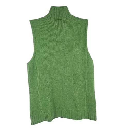 Eddie Bauer Green Lambswool Blend Vest S Cotton Lined Double Zip Outdoors Preppy - Picture 2 of 8