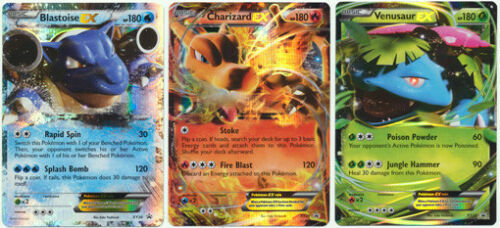 ULTRA RARE Pokemon SET BLASTOISE CHARIZARD VENUSAUR EX HOLO PROMO XY28 29 30 LP