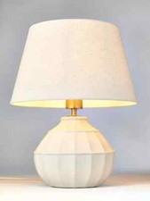 New JOHN LEWIS COTTON SCALLOP TABLE LAMP DISTRESSED WHITE , NEW , See Last Pic.
