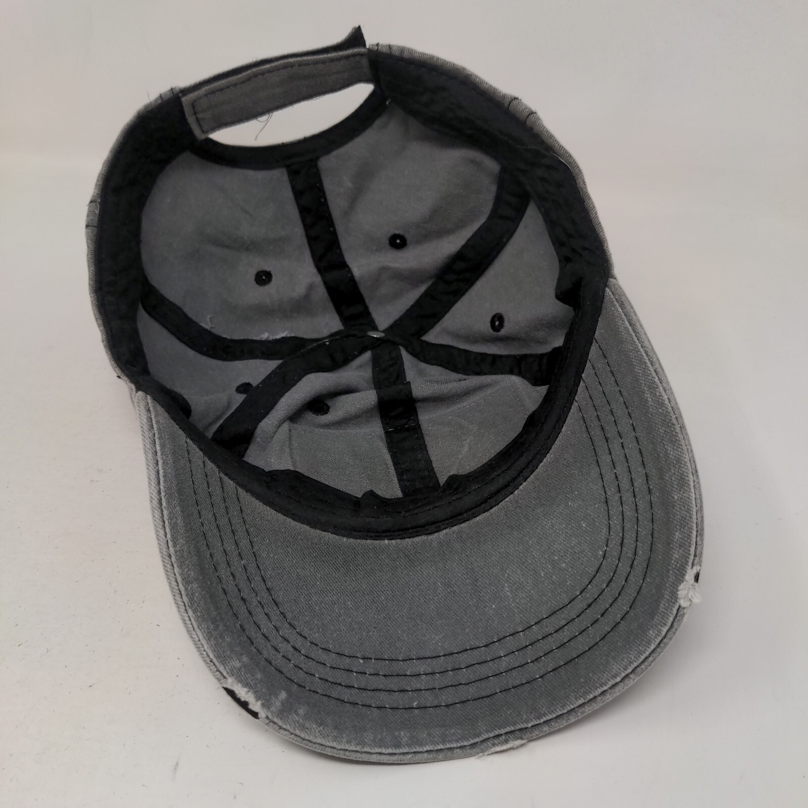 American Flag Leather Patch Strapback Hat Gray On… - image 6