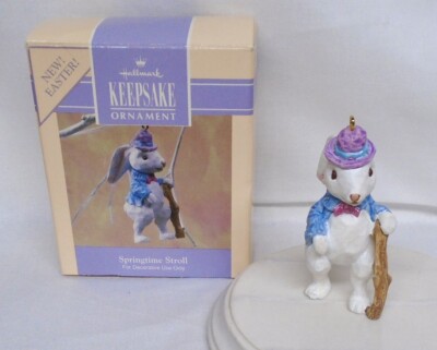 Hallmark Spring Ornament Springtime Stroll 1991 Dapper Bunny Walking Stick