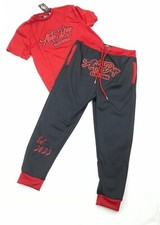 Men 2 piece Tracksuit set unisex outfit Activewear Shirt Jogger Pants streetwear