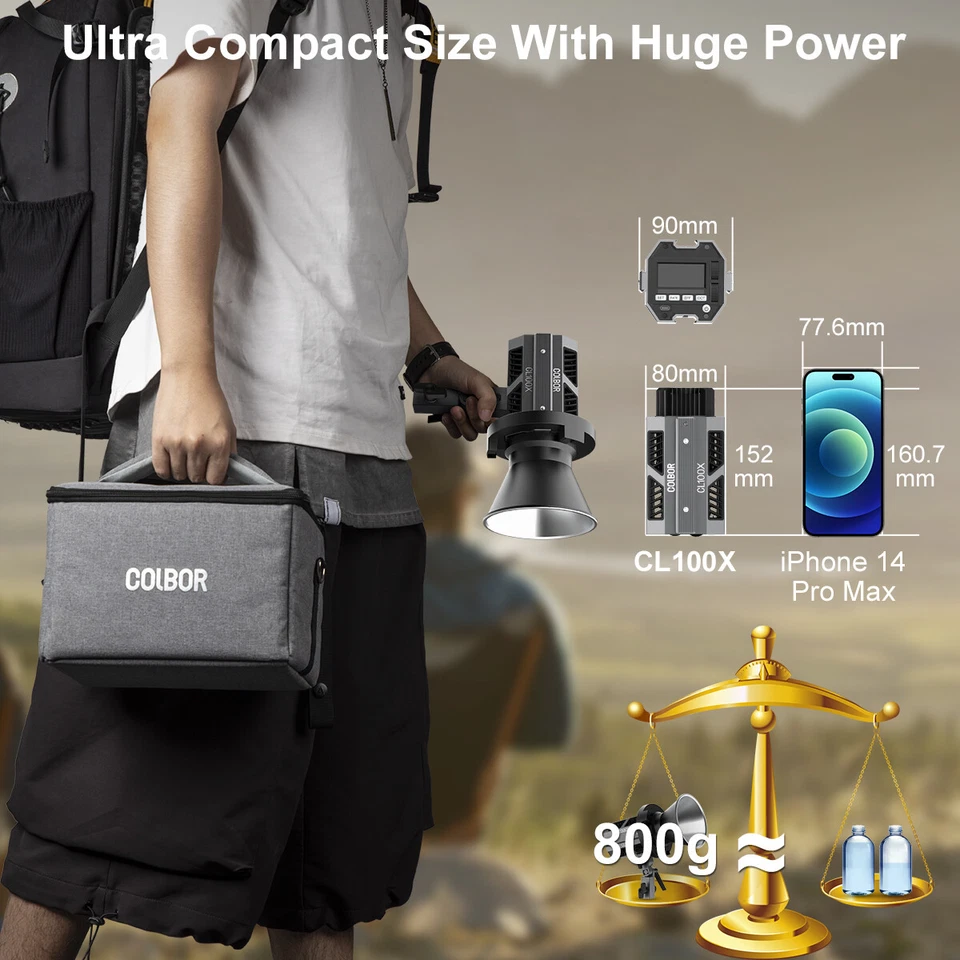 Luz de video LED bicolor Colbor CL100X 110W 2700K-6500K CRI97+ para fotografía Foto 3 de 4