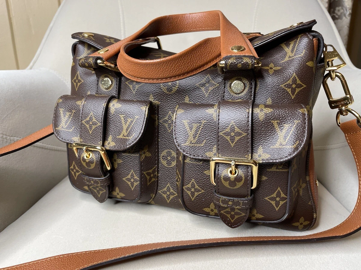 Louis Vuitton Handbag Authentic Manhattan Monogram Leather Camel