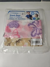 NIP 2 Pack Bumkins Waterproof Reusable Washable Zippered Small Snack Bags
