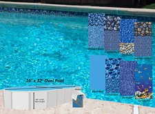 16 x 32 Oval 25 Gauge Overlap Above Ground Swimming Pool Liner - Choose Pattern