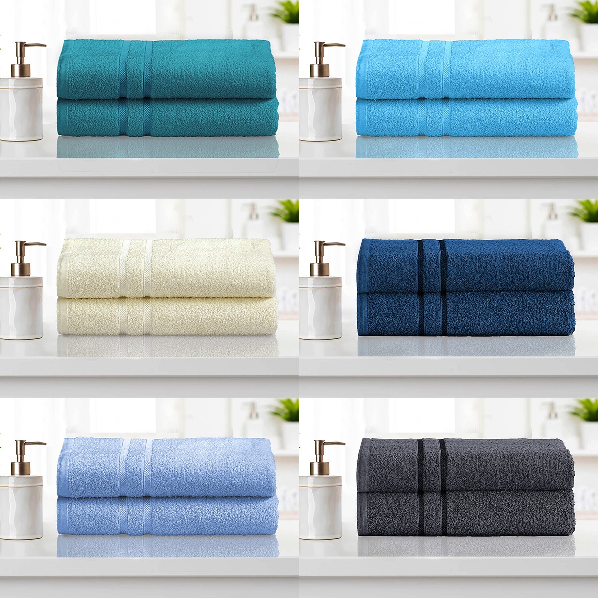 Towels Beyond - Luxury 6 Piece Towel Set, 100% Turkish Cotton, Quick Drying, Highly Absorbent & Comfy, Includes 2 Bath Towels, 2 Hand