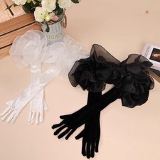 Lady Retro Velvet Ruffles Gloves Long Opera Wedding Party Evening Dress Gloves