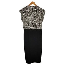 Express NWT Draped Neck Ikat Print Midi Sheath Dress Black White Size M / 8